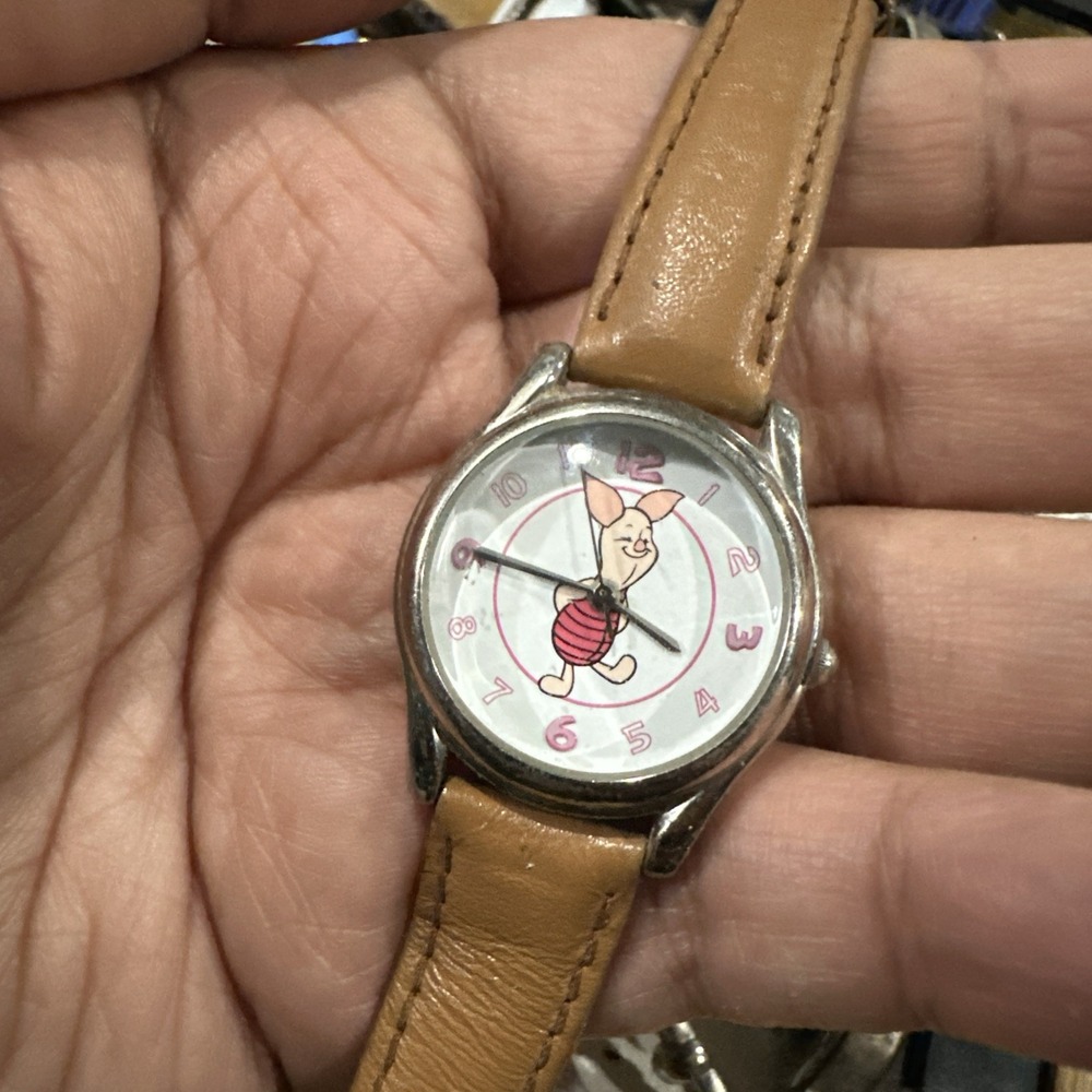 Working Vintage Piglet Disney Time Works Unisex Watch 29mm New Battery Rare
